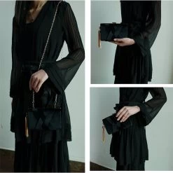 Beakey Womens Evening Clutch Bag Stain Fabric Bridal Purse For Wedding Prom Night Party-Black -Madam Clothing Store a7769fea7fe0152795237ed700753840