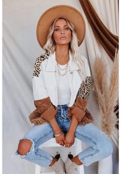 Beakey Womens Vintage Colorblock Button Down Denim Jacket-Brown Leopard -Madam Clothing Store a7887ad48a3ba85e0b7e065cfd44e376