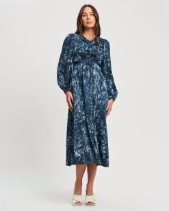 WILLA Women's Alaya Midi Dress - Abstract Blue Sintra -Madam Clothing Store a86aaa1ad905a0208826740fcb0b2c31