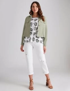 Katies Soft Twill Utility Jacket Khaki