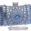Beakey Women Geometric Diamante Evening Party Clutch Bags-Blue