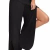Beakey Womens Sports Fitness Yoga Slit Wide Leg Pants-Black