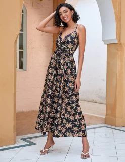 Tina Women's Dress - Flower Black -Madam Clothing Store aca7604c e8ef 4814 9cfc 2c84ed9efe28