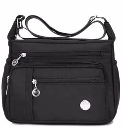 Beakey Women Shoulder Handbag Roomy Multiple Pockets Fashion Crossbody Purse-Black