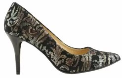BOSCCOLO Women's Leather High Heels Black&Brocade