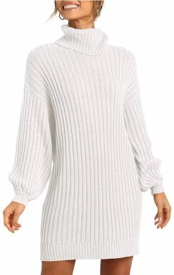 Beakey Womens Turtleneck Loose Sweater Dress Soft Winter Pullover Dress-White 10 Beakey Womens Turtleneck Loose Sweater Dress Soft Winter Pullover Dress-White -Madam Clothing Store adcbf21e741613442747303f7298ba02