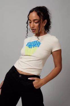 Factorie Fitted Graphic Tee Beige