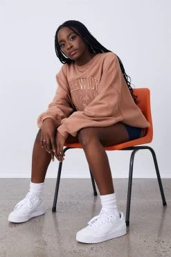 Factorie Slouchy Premium Graphic Crew Brown -Madam Clothing Store ae397bffed263d0b226faf00b9deee3c