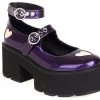 Beakey Womens Chunky Heel Goth Platform Mary Jane Lolita Wedges Dress Shoes-Purple