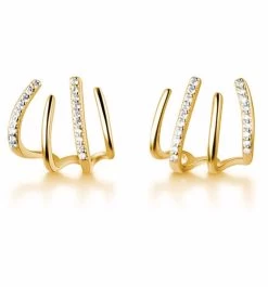 Beakey Minimalist Cuff Huggie Stud Earrings For Women Teen Girls-Gold