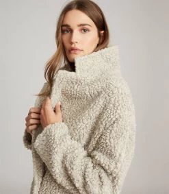 Reiss Women's Sky Textured Coat - Grey -Madam Clothing Store b2acc17f2f1382ee25ad2439406316aa