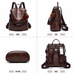Beakey Women Backpack PU Leather Anti-theft Casual Fashion Shoulder Bag-Coffee -Madam Clothing Store b311a6230498591ad0074ca304d41586