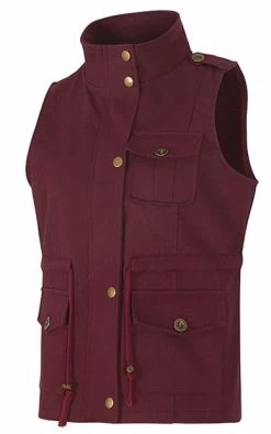 Womens Lightweight Sleeveless Military Anorak Cargo Vest No Hood-Wine Red -Madam Clothing Store b34998e183c3997dc176de2a5c39a162