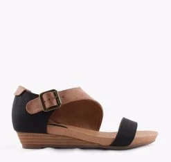 Step On Air Cosi Leather Sandals - Black/Lt Brown
