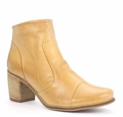 EOS Women's Claris Italian Leather Ankle Boots With Zip Tan