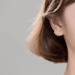 Beakey Minimalist Cuff Huggie Stud Earrings For Women Teen Girls-Gold -Madam Clothing Store b8e12d3d75746560b1561d3ac1a0ed6f