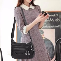 Beakey Women Crossbody Bag Leather Handbag Pocketbook Lightweight Shoulder Purse-Black -Madam Clothing Store bc873084ec503b289f0b176c6bd43d36