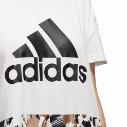 Adidas Womens White U4u Cropped Training Everyday Tee T-Shirt -Madam Clothing Store bd225f0e51791456ff96c392f35b0af3