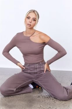 Factorie Asymmetrical Long Sleeve Top Grey