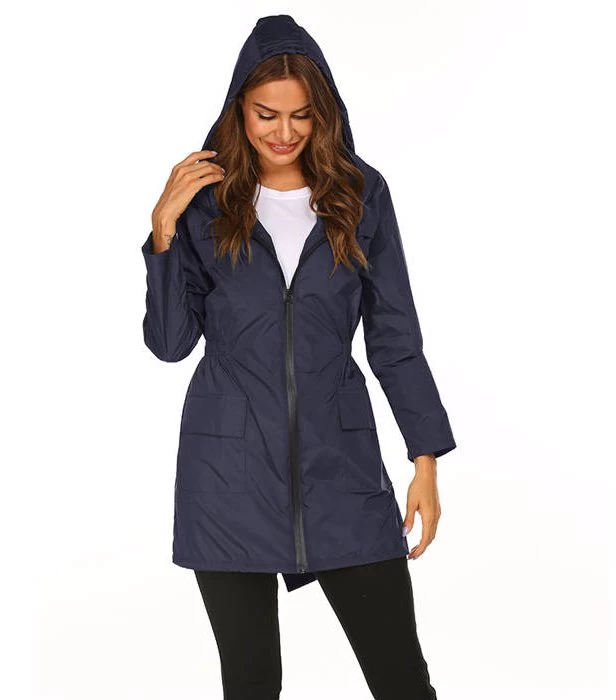 Rain Jackets Womens Lightweight Hooded Waterproof Outdoor Hiking Clothes-Dark Blue-HYY0726 6 Rain Jackets Womens Lightweight Hooded Waterproof Outdoor Hiking Clothes-Dark Blue-HYY0726 - Image 4