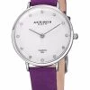 Akribos XXIV Women's Quartz Diamond Markers 'Crazy Horse' Leather Purple Strap Watch - Purple
