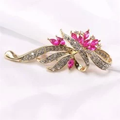 Beakey Rhinestone Crystal Brooch Flower Pin For Women-RoseRed -Madam Clothing Store c1a3e8b512476afbb4bb107f50f9ed12