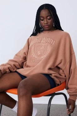 Factorie Slouchy Premium Graphic Crew Brown -Madam Clothing Store c1ad0270cec37697af70598fe2096cb0