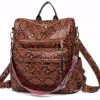 Beakey Fashion Backpack Multipurpose Print Leather Travel Shoulder Bag-Brown Snake Pattern -Madam Clothing Store c3bcb661d556cb0afaf400e51c184d42