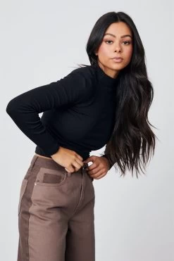 Factorie Mock Neck Long Sleeve Black