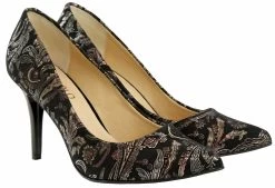 BOSCCOLO Women's Leather High Heels Black&Brocade -Madam Clothing Store c45253c7 fb0a 4018 9188 1da0d048dbc9
