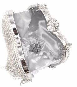 Beakey Women Luxury Heart Shape Tassel Evening Clutch Bag Rhinestones Wedding Party Purse-Silver -Madam Clothing Store c4f5ba2f4b66cc13834fea6e1402be88 1