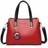 Beakey Womens Leather Shoulder Tote Bag Handbags With Zipper-Red -Madam Clothing Store c5806fda8c30aff9b7adc34843e0a773
