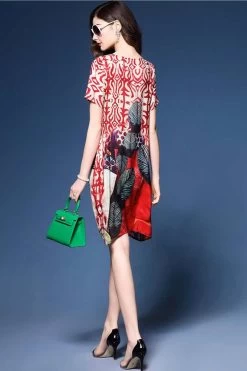 By Graziella Women's Red And Ecru Asymmetric Dress -Madam Clothing Store c7721de8 d285 429e bde0 3aa1ed685dbe