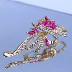 Beakey Rhinestone Crystal Brooch Flower Pin For Women-RoseRed -Madam Clothing Store c77ccf4d28c36b18c785f4bc7c3e42e6