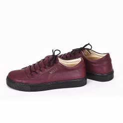 Noosy Women's Handmade Vegan Sneakers - Burgundy -Madam Clothing Store c88ae29379efe51d0811d16a929a47c4