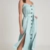 Reiss Women's Catalina Linen Button Midi Dress - Sage -Madam Clothing Store c8cd6093da7df24ac98d47f9381c6e42