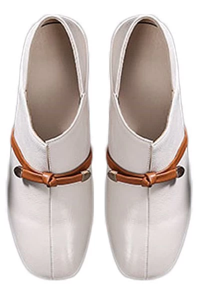 Beakey Womens Square Toe Low Heel Loafer Casual Slip-ons-Beige 3 Beakey Womens Square Toe Low Heel Loafer Casual Slip-ons-Beige