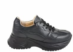 Noosy Women's Genuine Leather Sneakers - Black