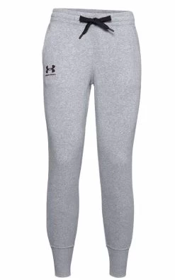 Womens Under Armour Steel Grey/ Black Rival Fleece Joggers Athletic Trackies