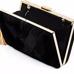 Beakey Womens Evening Clutch Bag Stain Fabric Bridal Purse For Wedding Prom Night Party-Black -Madam Clothing Store cdfae5f01d882f242789d186a3aa55ee