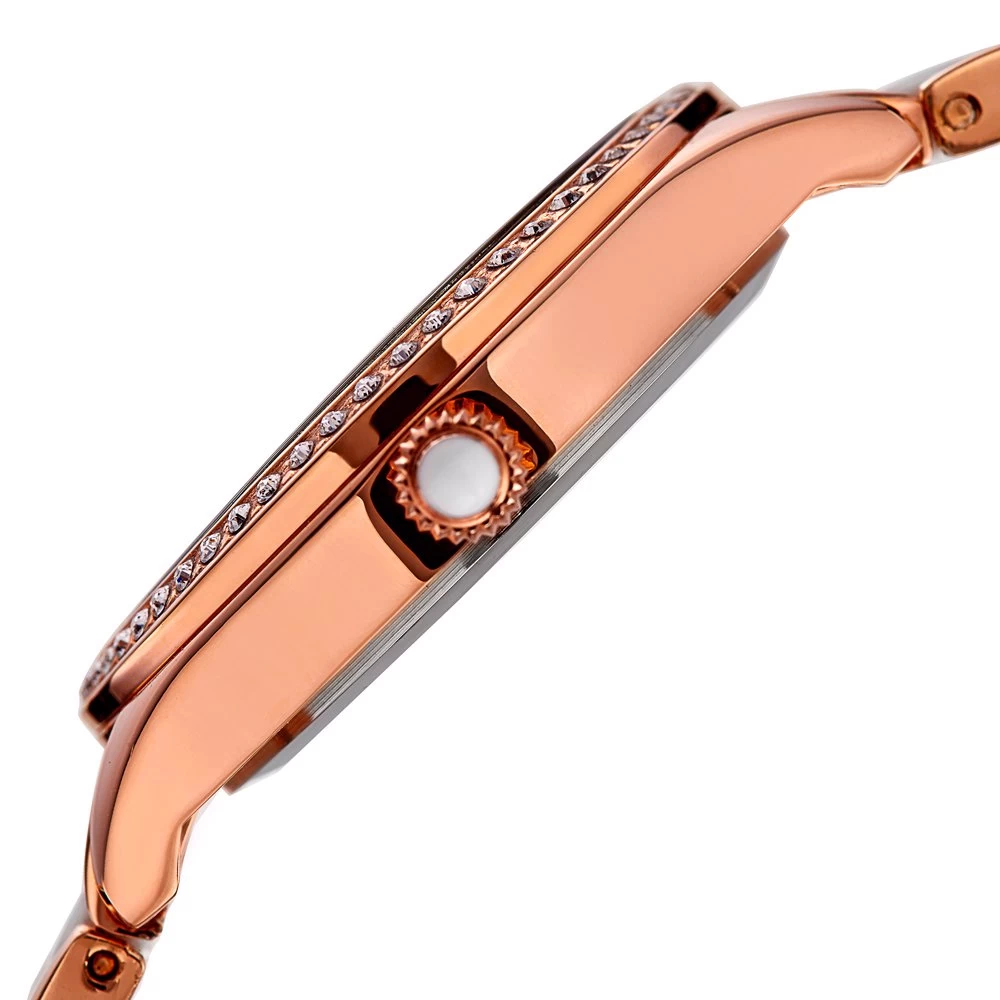 Akribos XXIV Women's Quartz Diamond Oyster Shell Pattern Rose-Tone Bracelet Watch - Rose Gold/White 6 Akribos XXIV Women's Quartz Diamond Oyster Shell Pattern Rose-Tone Bracelet Watch - Rose Gold/White - Image 4