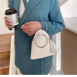 Beakey Women Cute Tassel Clutch PU Leather Triangle Bags-White -Madam Clothing Store cf4e21e4476b525bf11f66a3bcea47aa