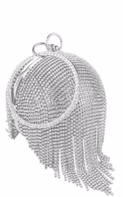 Beakey Women Crystal Tassel Evening Clutch Bag Rhinestones Party Wedding Handbag-Silver -Madam Clothing Store cf6a9574bd089e029aeace2e2cac2d89
