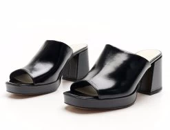 BOSCCOLO Woman's Leather Slides Black