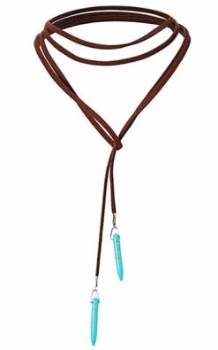 Beakey Turquoise Pendant Suede Necklace For Women-1
