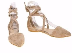 Lizza Women's Genunie Leather Tie Up Sandals - Beige -Madam Clothing Store d228203682e3c6f1a1cfb5ce8f8e1687