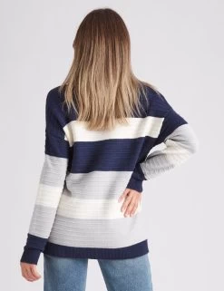 Rockmans Long Sleeve Colour Block Ottoman Jumper Onl Navy -Madam Clothing Store d5746f3bb4db8f8829ed38841edee2d9