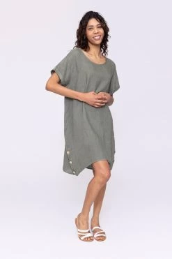Laklook Women's Linen Dress - Dark Green