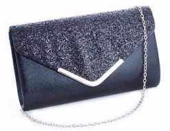 Beakey Women Evening Envelope Clutch Prom Sequin Shoulder Cross Body Bag-Black
