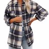 Beakey Womens Flannel Plaid Shirts With Pockets-Grey And Blue -Madam Clothing Store d6dc7ed73f9d12cefd3a3ea88ad0ece0